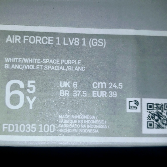 NIKE AIR FORCE 1 6.5Y = WOMEN'S 7.5-8 SPACE PURPLE - Picture 5 of 14